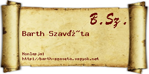 Barth Szavéta névjegykártya